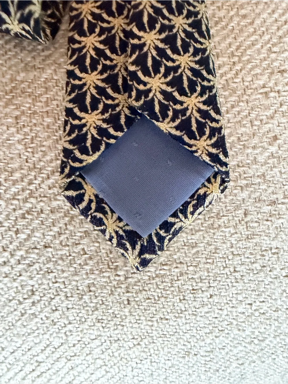 Celine Navy Tie with Gold Geometric Motif AUTHENTIC